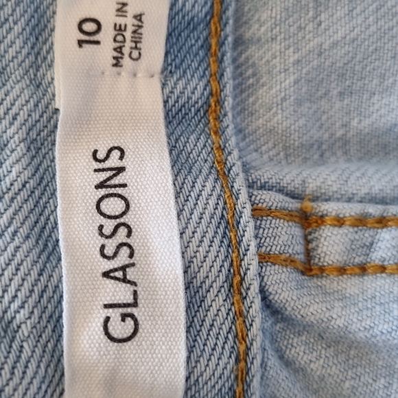 Glassons, blue denim high waist jean shorts, size 10 - Picture 6 of 7